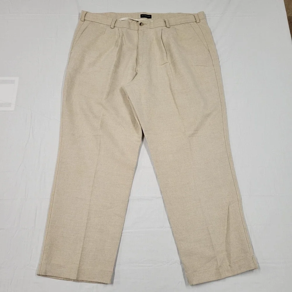 Dockers Premium Pleated Beige Linen-blend dress pants size 42X30
